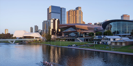 Festival Tower and the Yarra River waterfront at night